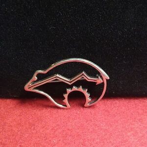 Sterling Navajo Grizzly Pin "Strong" Marked BW Southwestern Native American